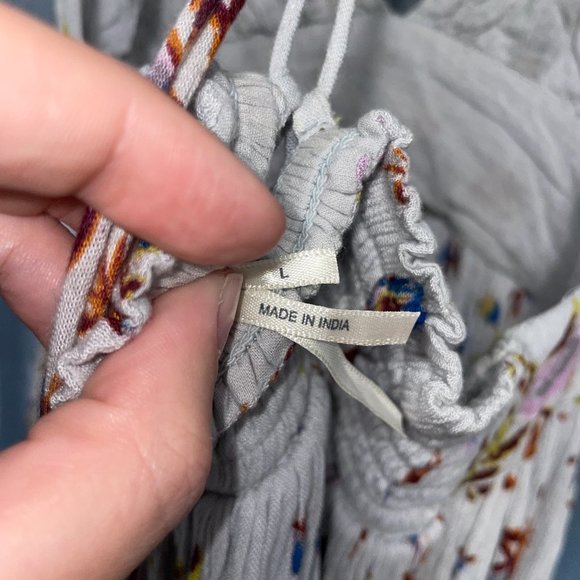 URBAN OUTFITTERS Light Baby Blue Floral Flare Halter Dress Boho Sz L - Picture 7 of 10